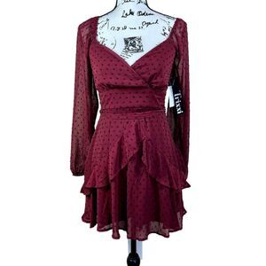 Trixxi dress Juniors' Surplice-Neck Tie-Waist Fit & Flare Dress size 3 Romantic